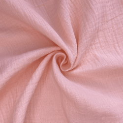 Ткань Муслин Жатый, цвет Нежно-Розовый (на отрез)  в Александрове